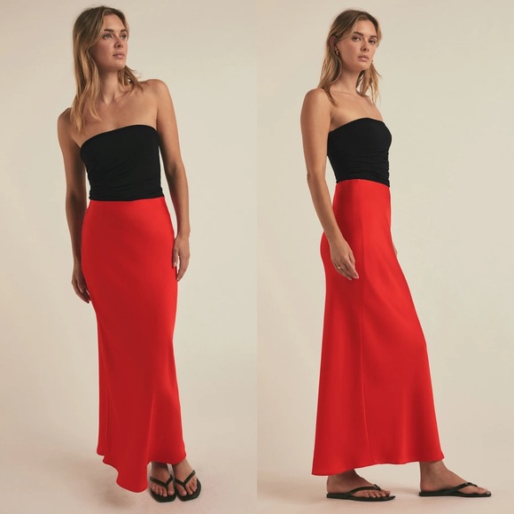 Favorite Daughter Dresses & Skirts - Favorite Daughter The Favorite Satin Maxi Red Slip Skirt Size M NWOT